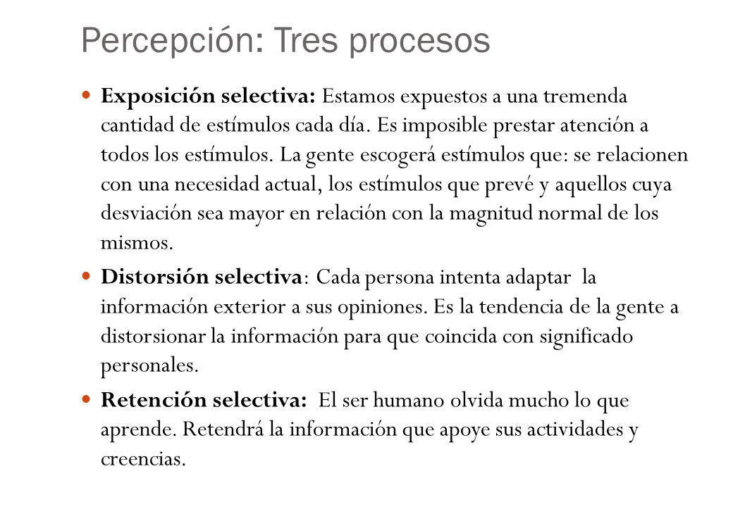 Percepción: Tres procesos