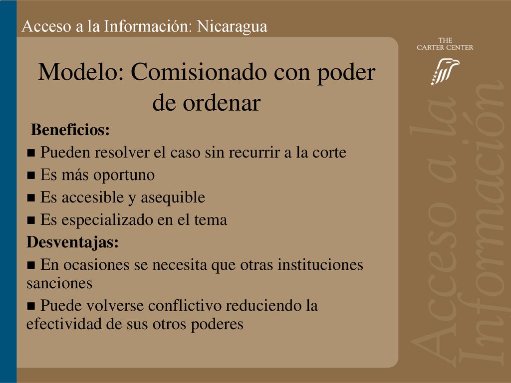 Modelo: Comisionado con poder de ordenar