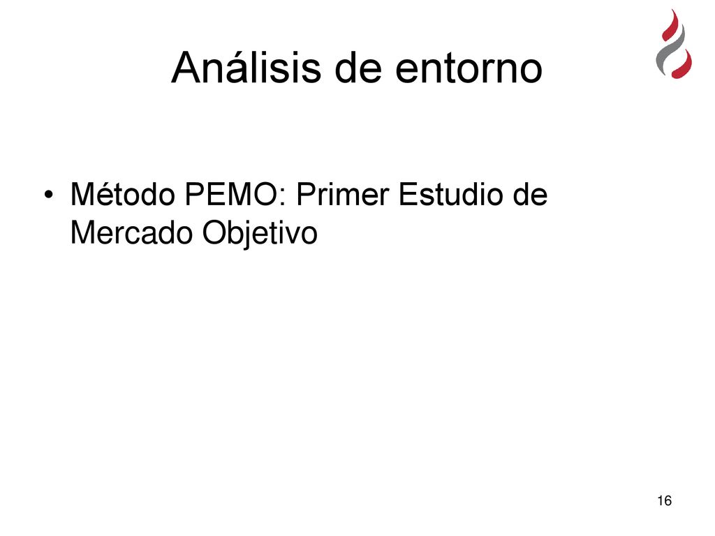 Análisis de entorno Método PEMO: Primer Estudio de Mercado Objetivo
