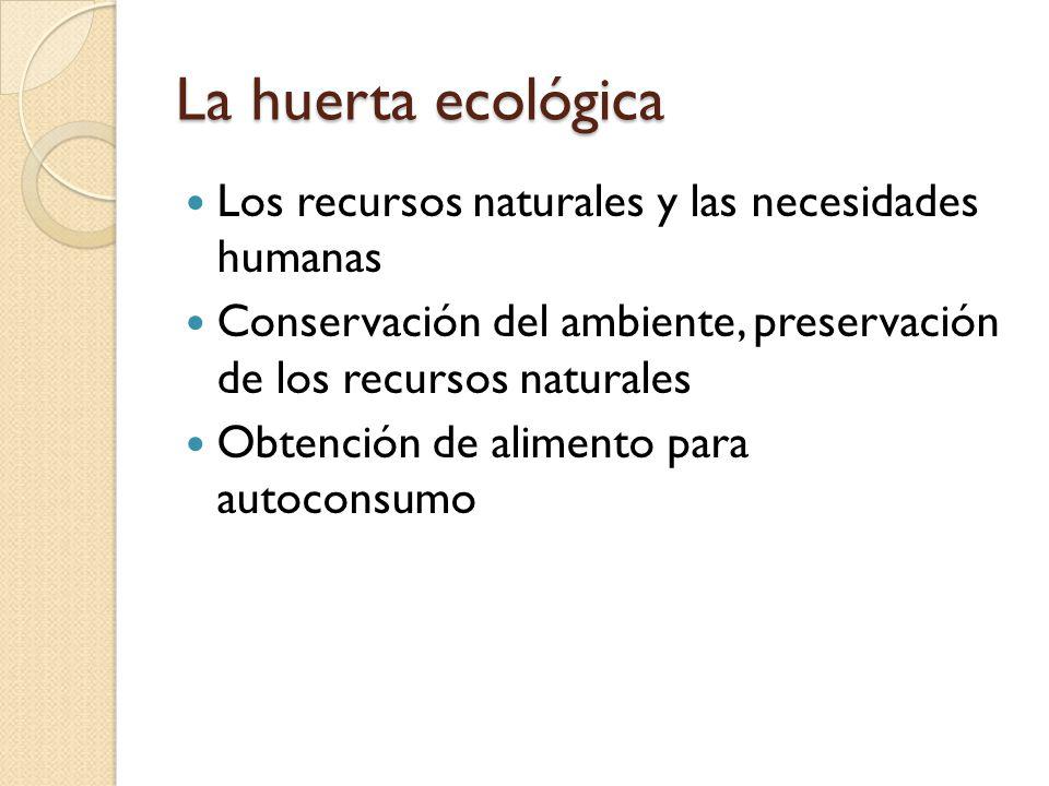 La huerta ecológica Los recursos naturales y las necesidades humanas