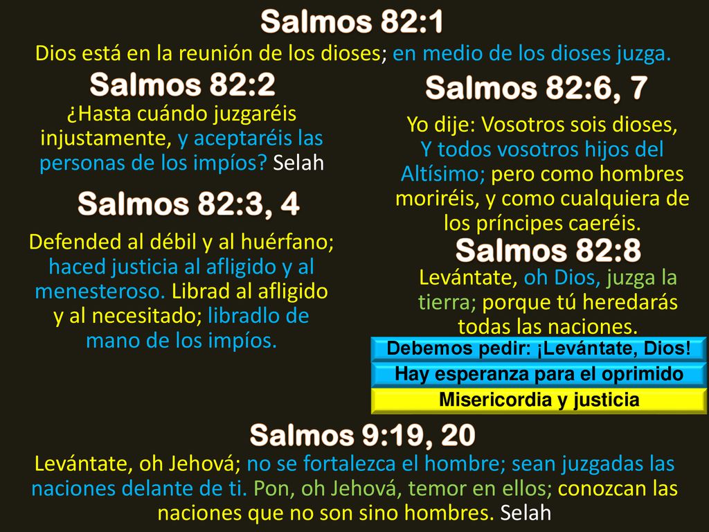 Salmos 82:1 Salmos 82:2 Salmos 82:6, 7 Salmos 82:3, 4 Salmos 82:8
