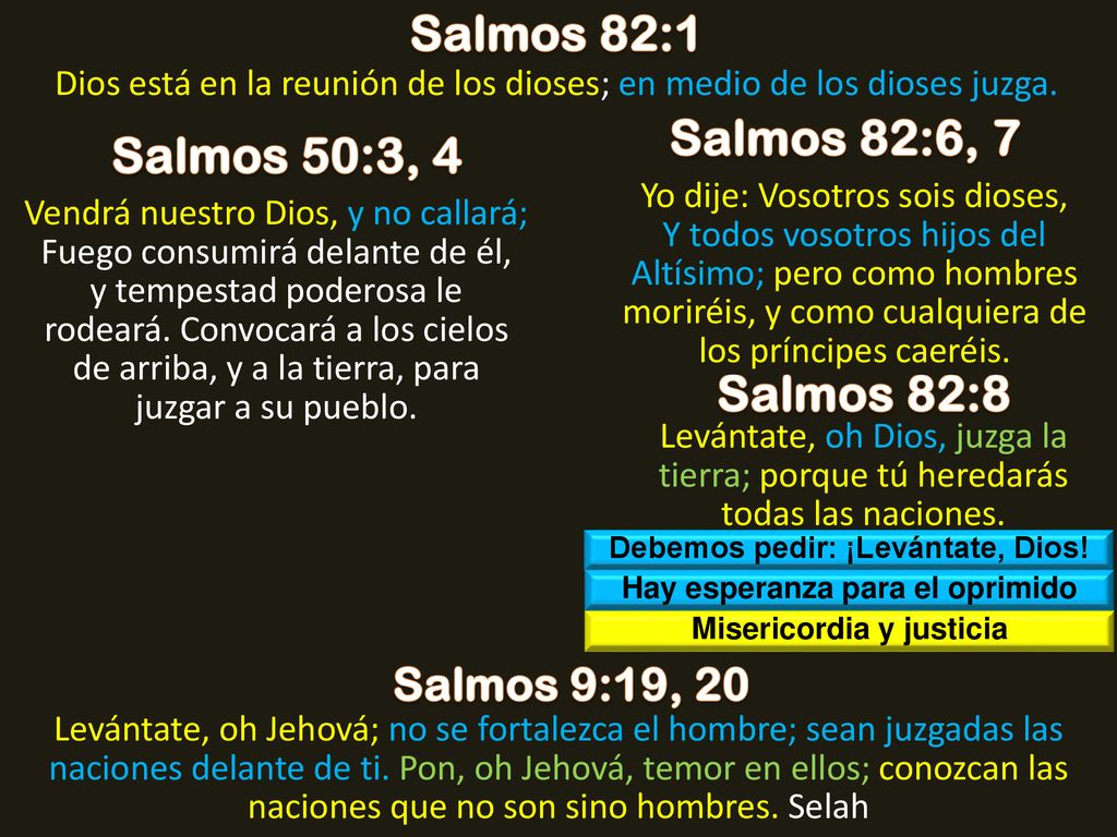 Salmos 82:1 Salmos 82:6, 7 Salmos 50:3, 4 Salmos 82:8