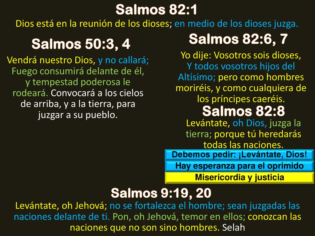 Salmos 82:1 Salmos 82:6, 7 Salmos 50:3, 4 Salmos 82:8