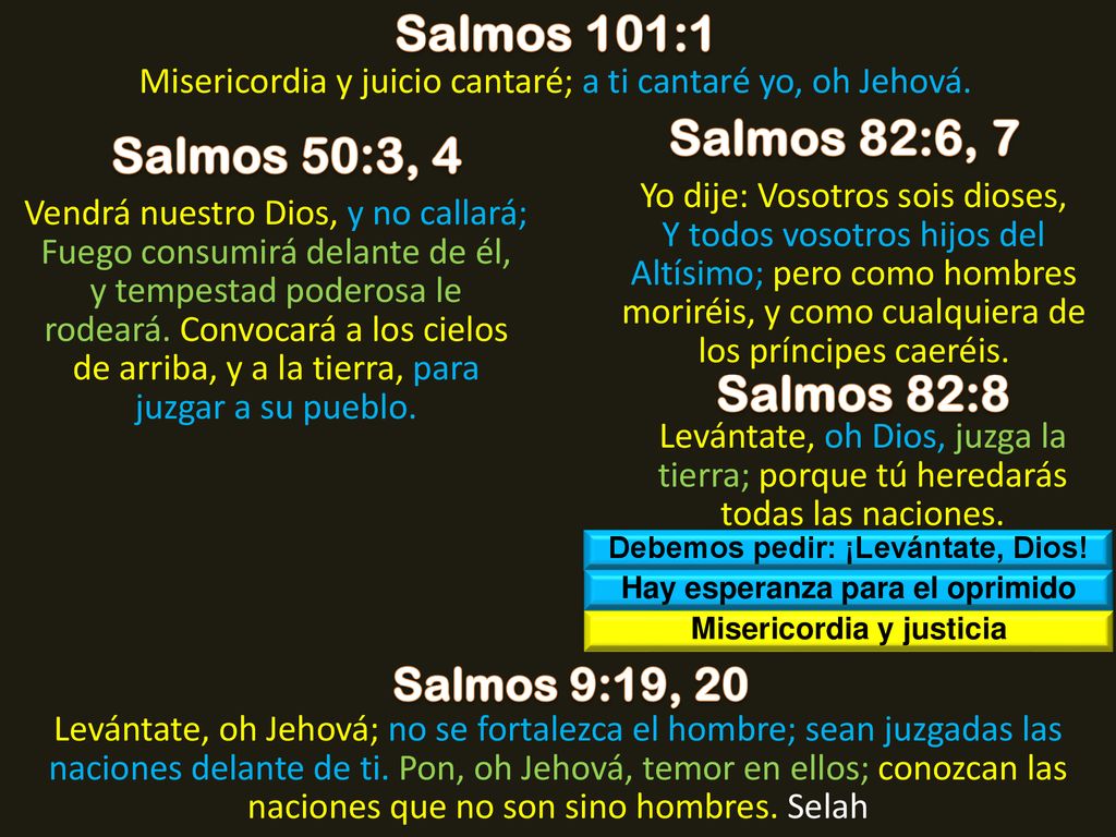 Salmos 101:1 Salmos 82:6, 7 Salmos 50:3, 4 Salmos 82:8