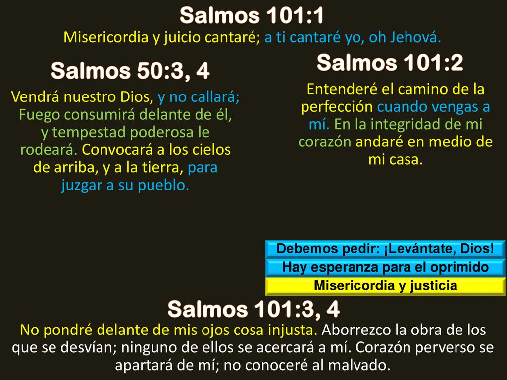 Salmos 101:1 Salmos 101:2 Salmos 50:3, 4 Salmos 101:3, 4