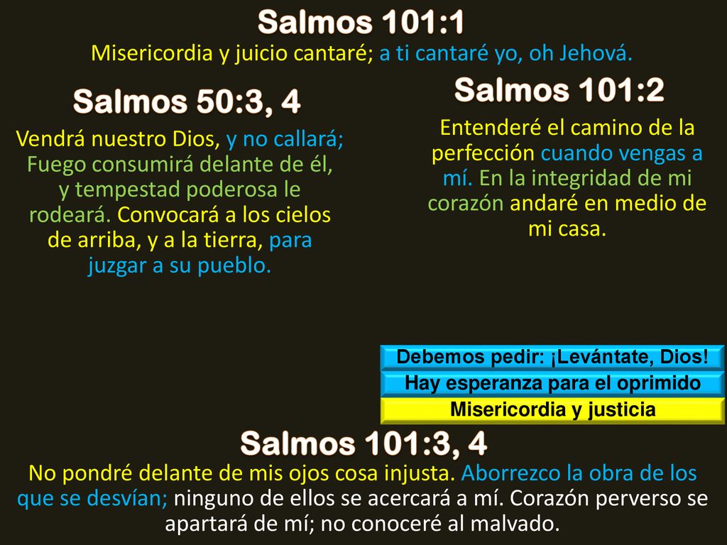 Salmos 101:1 Salmos 101:2 Salmos 50:3, 4 Salmos 101:3, 4