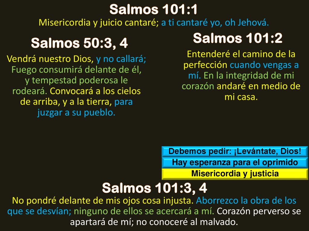 Salmos 101:1 Salmos 101:2 Salmos 50:3, 4 Salmos 101:3, 4