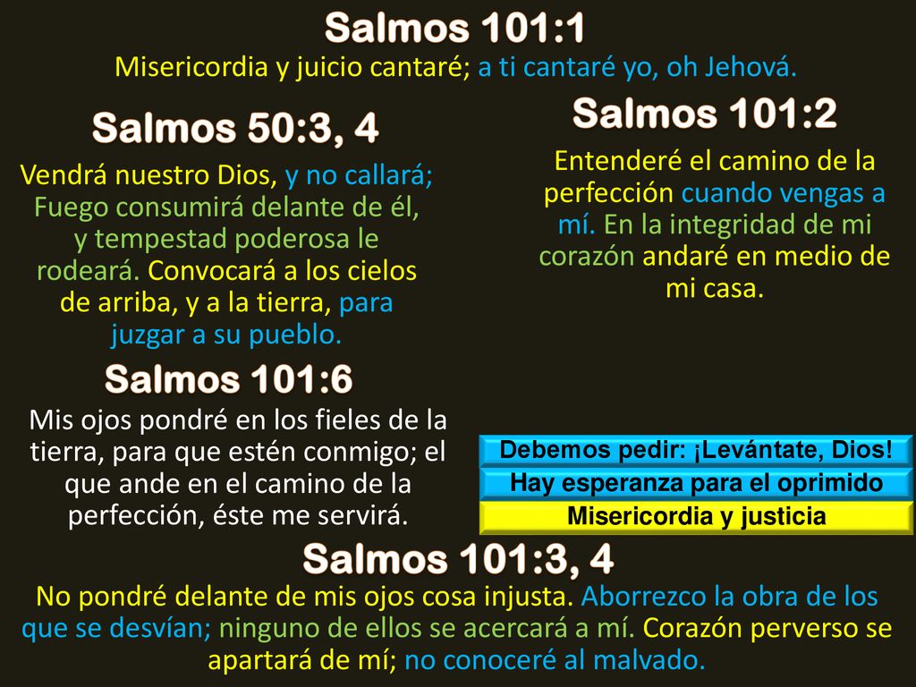 Salmos 101:1 Salmos 101:2 Salmos 50:3, 4 Salmos 101:3, 4