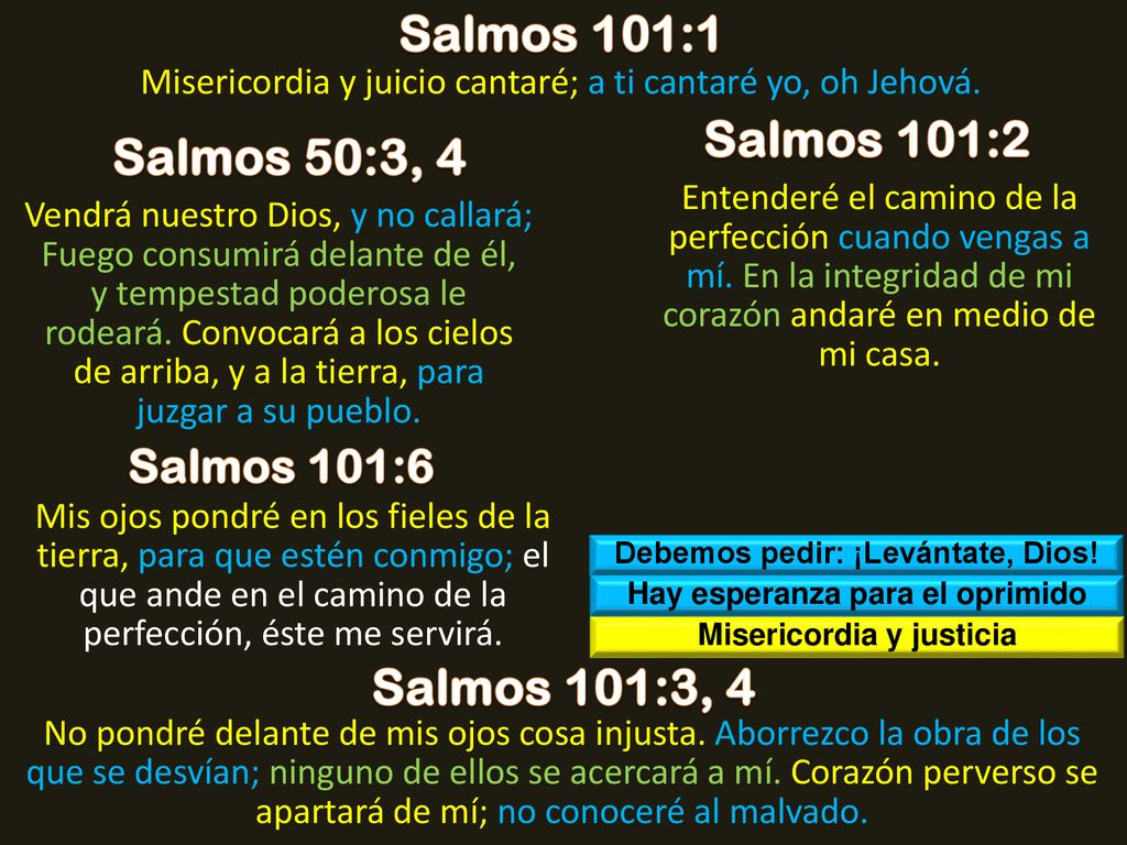 Salmos 101:1 Salmos 101:2 Salmos 50:3, 4 Salmos 101:3, 4