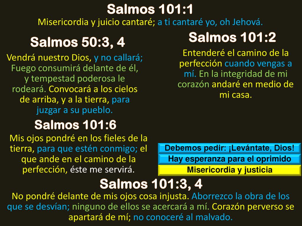 Salmos 101:1 Salmos 101:2 Salmos 50:3, 4 Salmos 101:3, 4