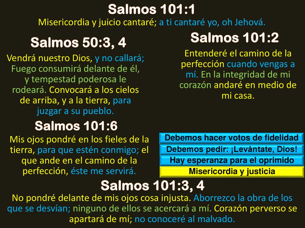 Salmos 101:1 Salmos 101:2 Salmos 50:3, 4 Salmos 101:3, 4