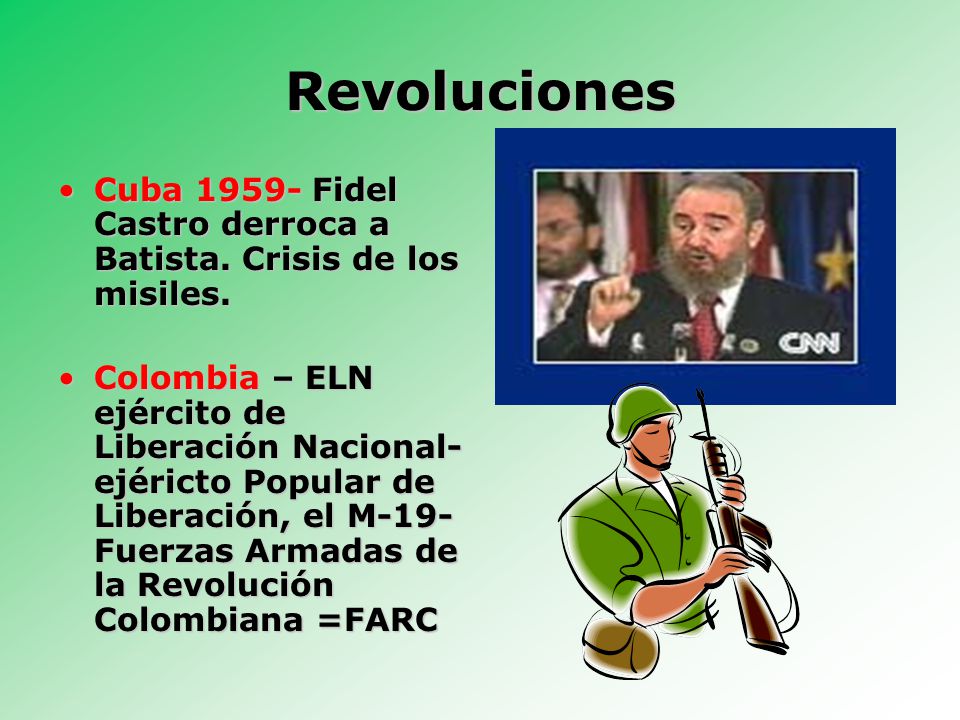 Revoluciones Cuba Fidel Castro derroca a Batista. Crisis de los misiles.