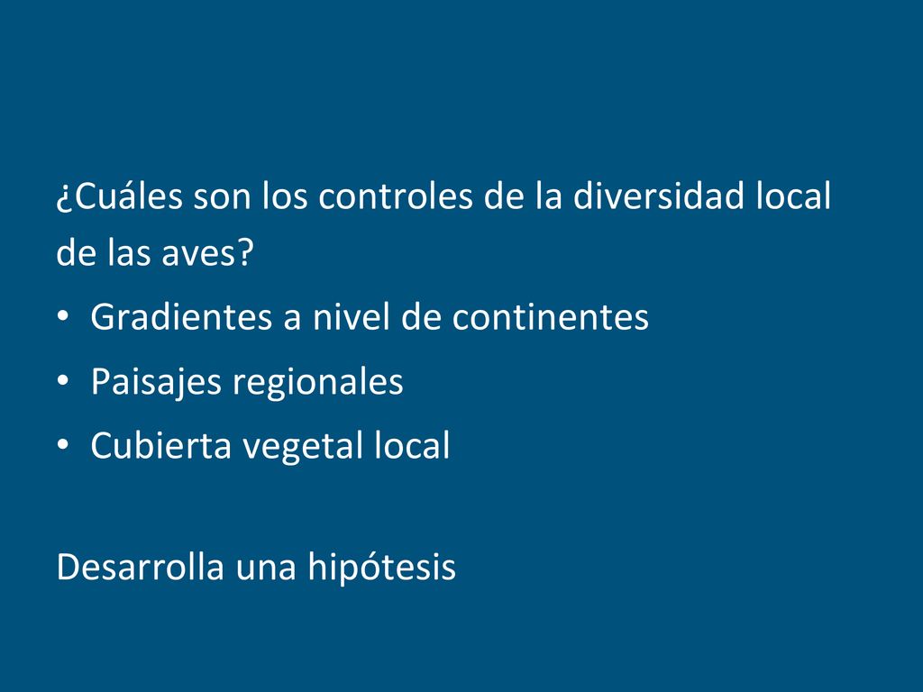 ¿Cuáles son los controles de la diversidad local de las aves