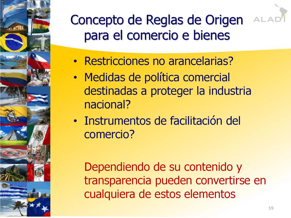 Concepto de Reglas de Origen para el comercio e bienes