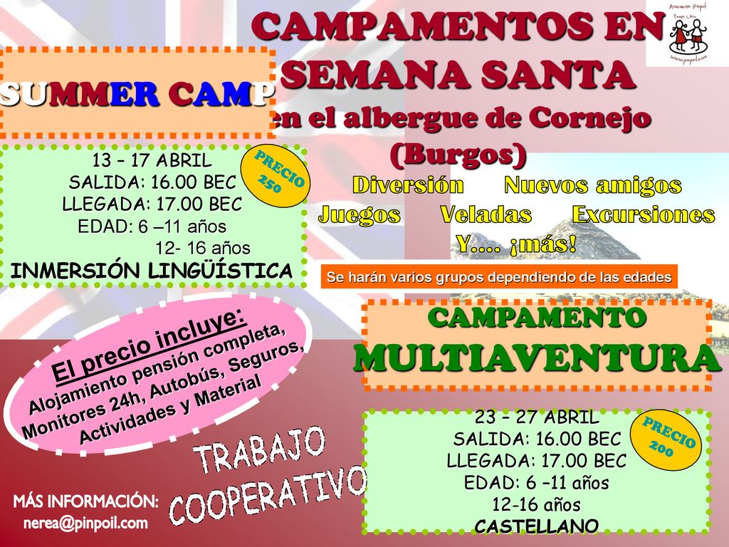 CAMPAMENTOS EN SEMANA SANTA en el albergue de Cornejo (Burgos)