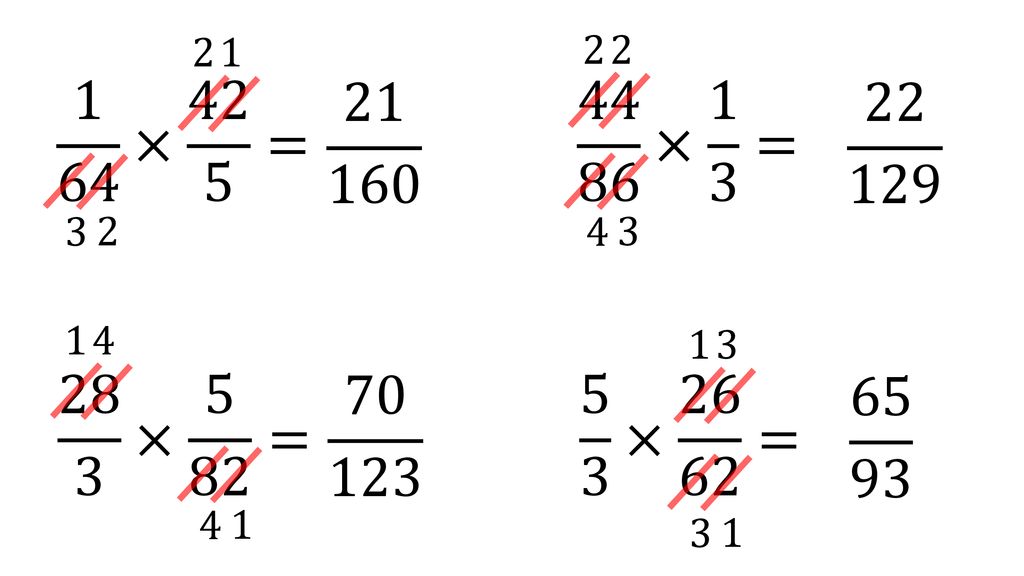 × 42 5 = × 1 3 = × 5 82 =