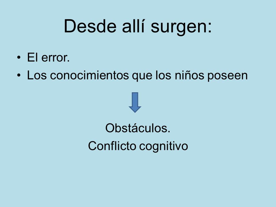 Desde allí surgen: El error. Los conocimientos que los niños poseen
