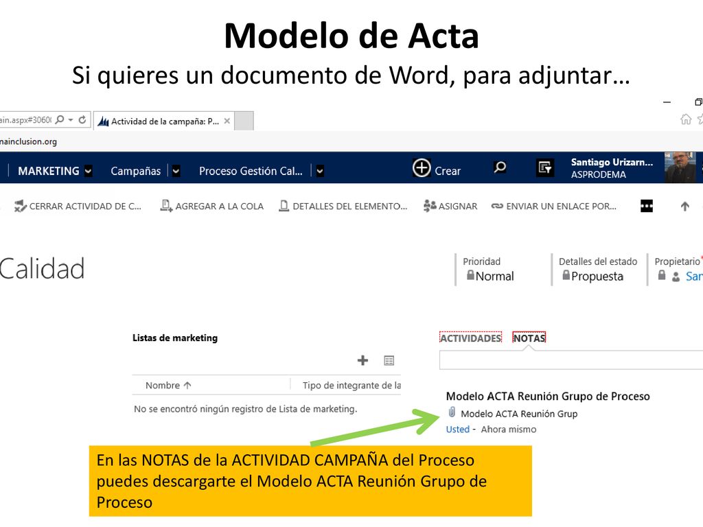 Modelo de Acta Si quieres un documento de Word, para adjuntar…