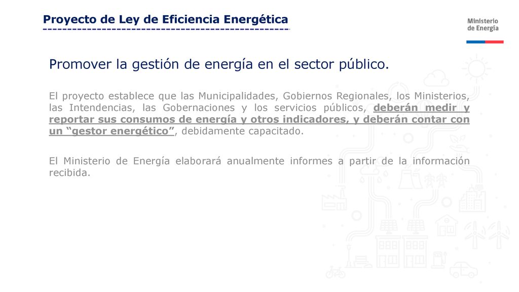 Promover la gestión de energía en el sector público.