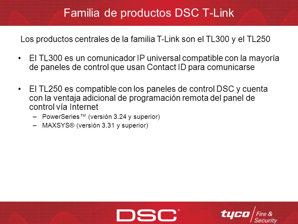 Familia de productos DSC T-Link