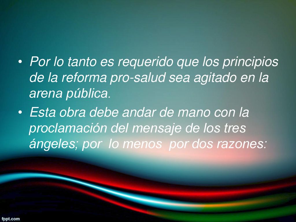Por lo tanto es requerido que los principios de la reforma pro-salud sea agitado en la arena pública.