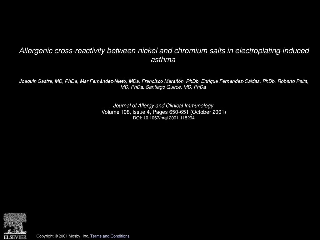 Allergenic cross-reactivity between nickel and chromium salts in electroplating-induced asthma