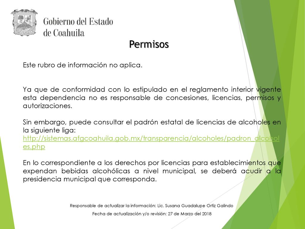 Fecha de actualización y/o revisión: 27 de Marzo del 2018