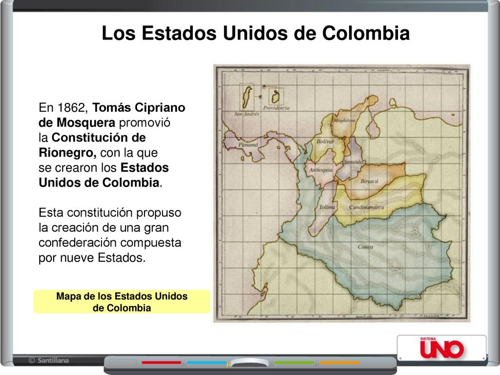 Los Estados Unidos de Colombia Mapa de los Estados Unidos