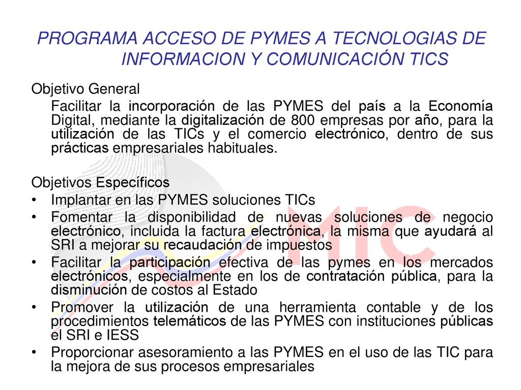 PROGRAMA ACCESO DE PYMES A TECNOLOGIAS DE INFORMACION Y COMUNICACIÓN TICS