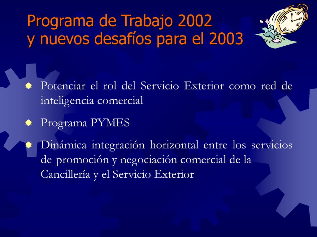 Programa de Trabajo 2002 y nuevos desafíos para el 2003