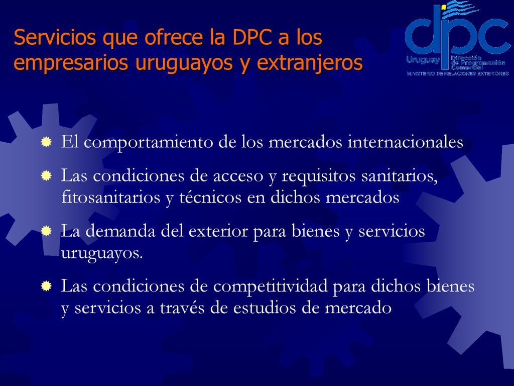 Servicios que ofrece la DPC a los empresarios uruguayos y extranjeros
