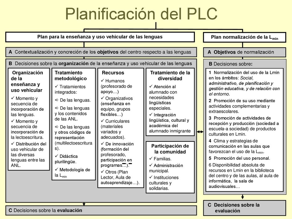 Planificación del PLC Plan para la enseñanza y uso vehicular de las lenguas. Plan normalización de la Lmin.