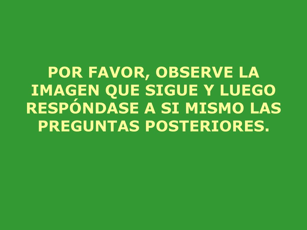POR FAVOR, OBSERVE LA IMAGEN QUE SIGUE Y LUEGO RESPÓNDASE A SI MISMO LAS PREGUNTAS POSTERIORES.