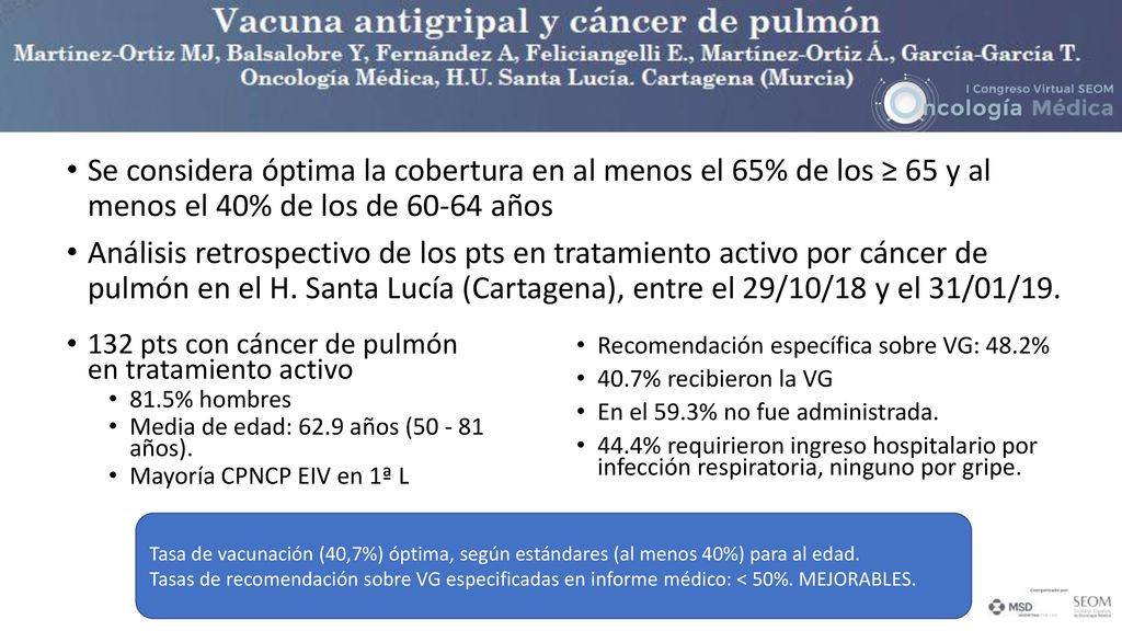 Se considera óptima la cobertura en al menos el 65% de los ≥ 65 y al menos el 40% de los de años