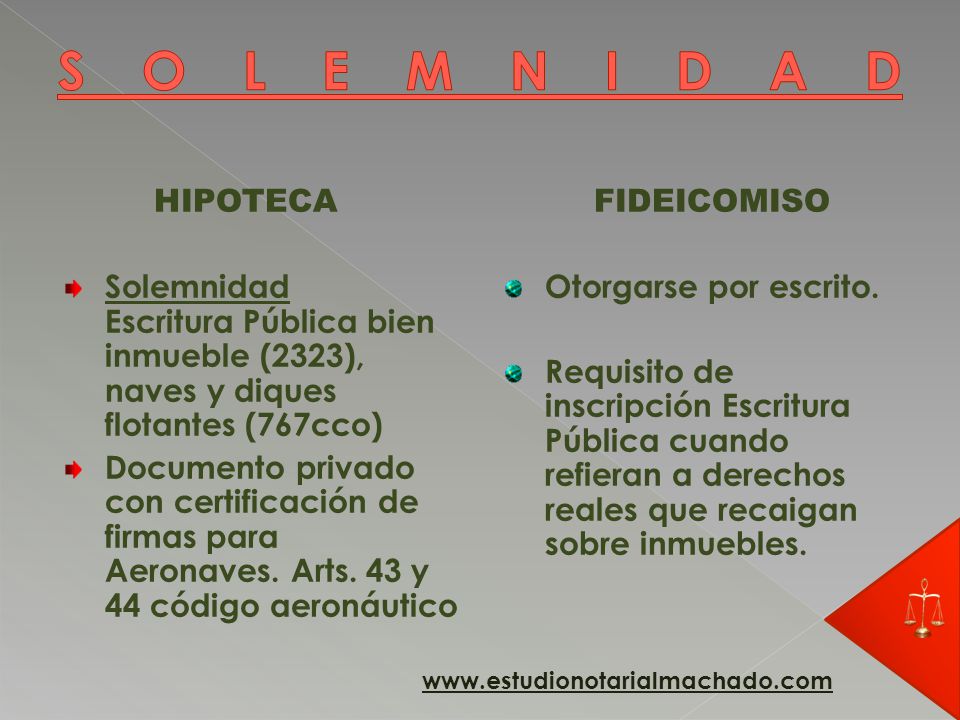 SOLEMNIDAD HIPOTECA. Solemnidad Escritura Pública bien inmueble (2323), naves y diques flotantes (767cco)