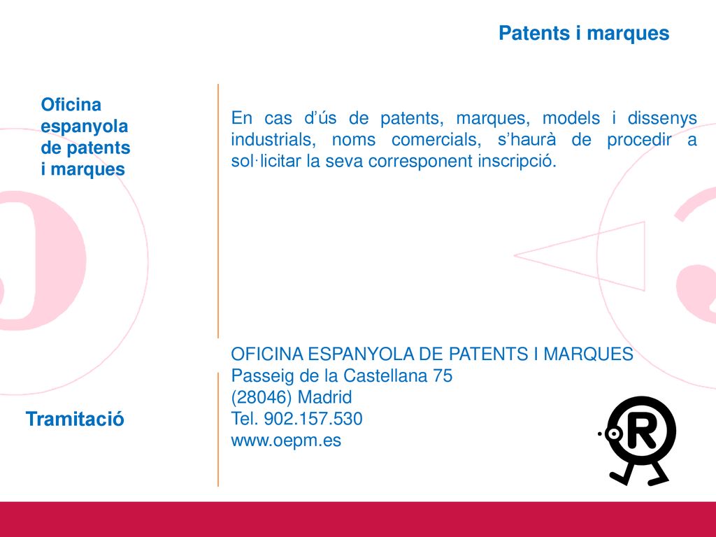 Patents i marques Tramitació Oficina espanyola de patents i marques