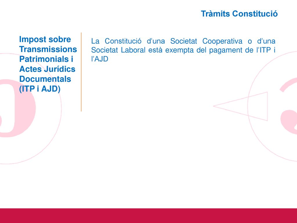 Tràmits Constitució Impost sobre Transmissions Patrimonials i Actes Jurídics Documentals (ITP i AJD)