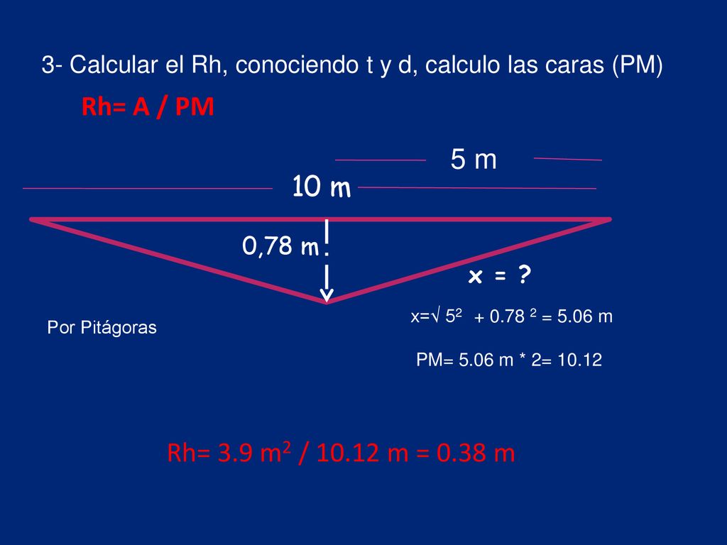 3- Calcular el Rh, conociendo t y d, calculo las caras (PM)