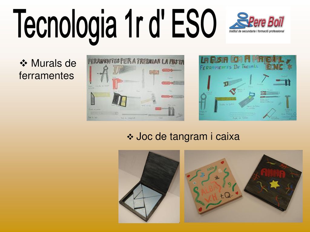 Tecnologia 1r d ESO Murals de ferramentes Joc de tangram i caixa