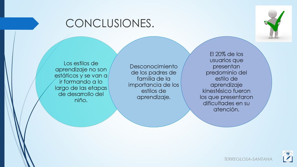 CONCLUSIONES. Los estilos de aprendizaje no son estáticos y se van a ir formando a lo largo de las etapas de desarrollo del niño.