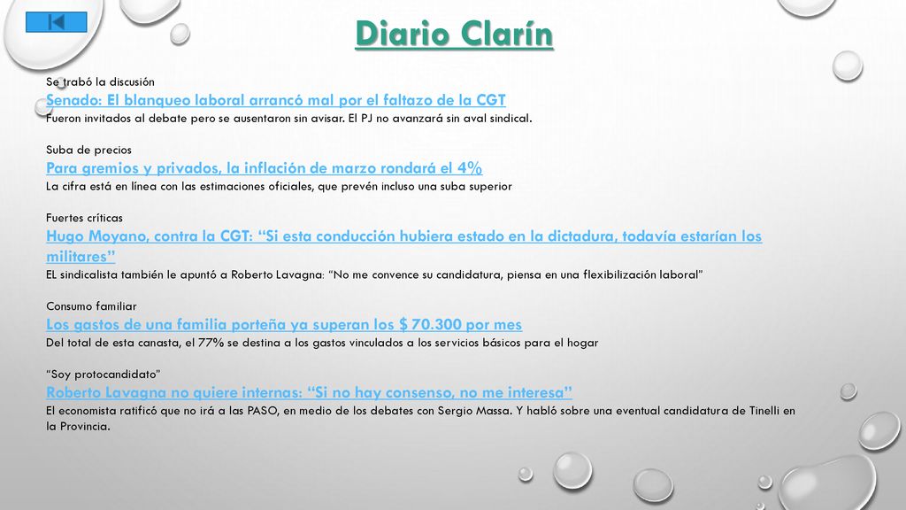 Diario Clarín Se trabó la discusión. Senado: El blanqueo laboral arrancó mal por el faltazo de la CGT.