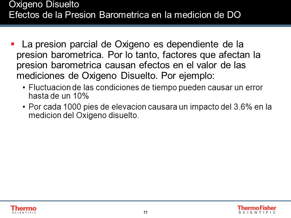 Oxigeno Disuelto Efectos de la Presion Barometrica en la medicion de DO