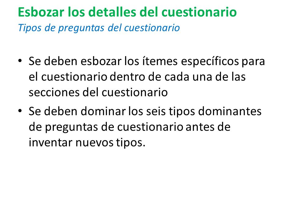 Esbozar los detalles del cuestionario Tipos de preguntas del cuestionario