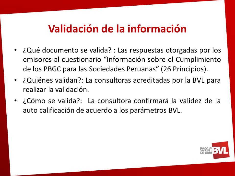 Validación de la información