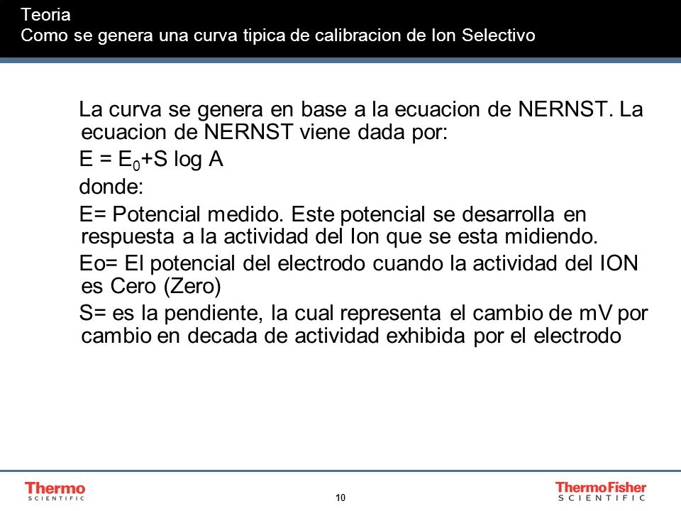 Teoria Como se genera una curva tipica de calibracion de Ion Selectivo