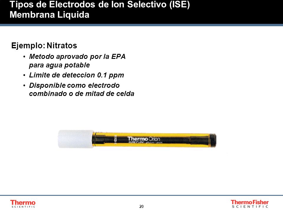 Tipos de Electrodos de Ion Selectivo (ISE) Membrana Liquida