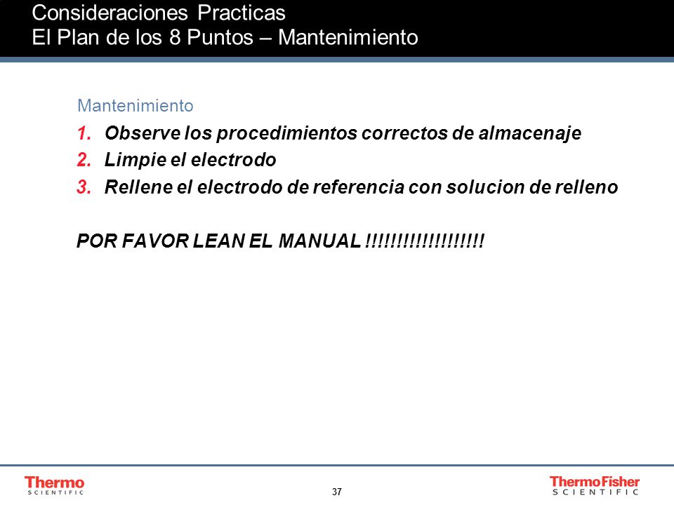 Consideraciones Practicas El Plan de los 8 Puntos – Mantenimiento