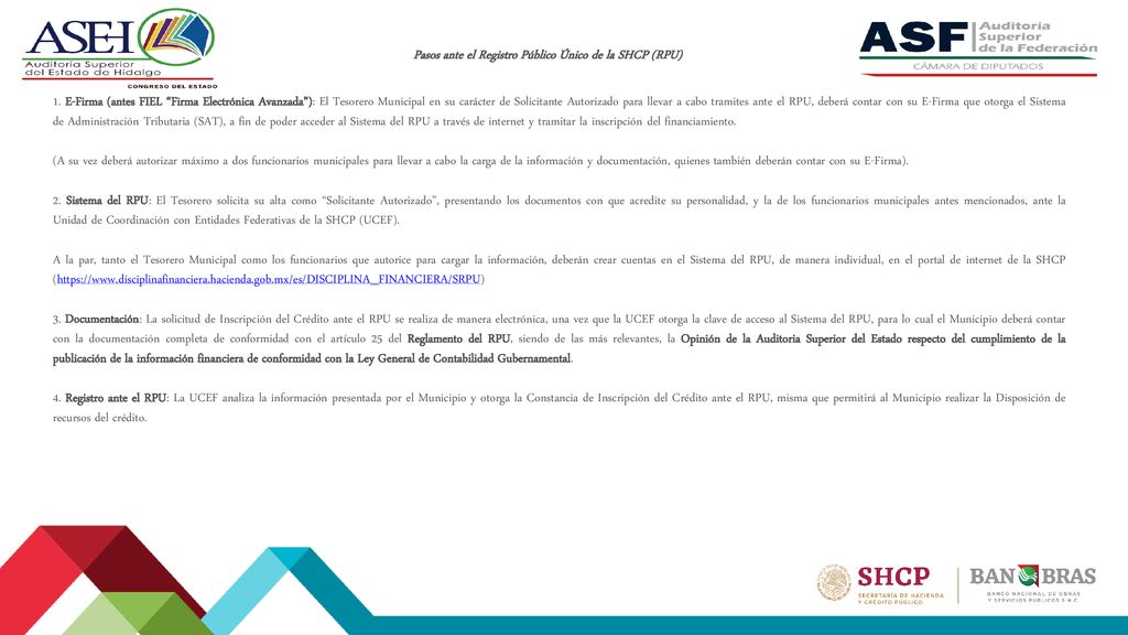 Pasos ante el Registro Público Único de la SHCP (RPU)