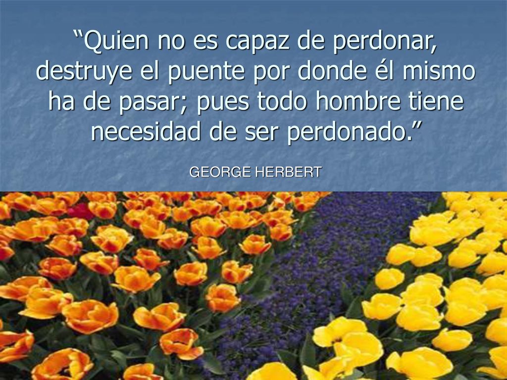 Quien no es capaz de perdonar, destruye el puente por donde él mismo ha de pasar; pues todo hombre tiene necesidad de ser perdonado.