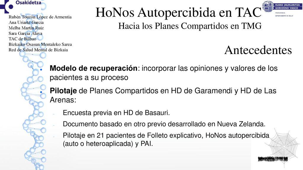 HoNos Autopercibida en TAC Hacia los Planes Compartidos en TMG